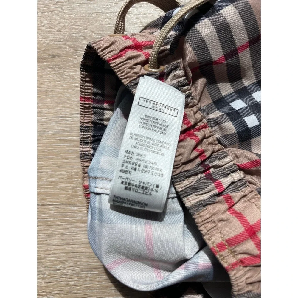 Burberry Swim Shorts Boys 2Y Multi Nova Check Drawstring Elastic Waist Trunks